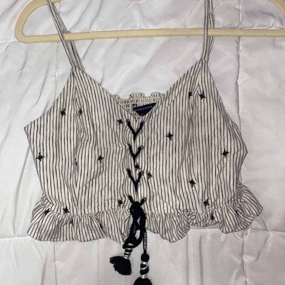 American Eagle Striped Crop Tank